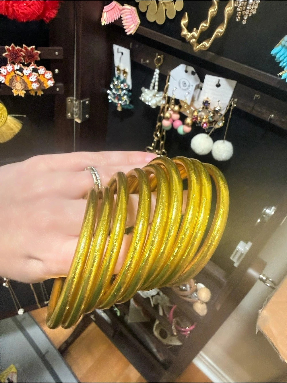 Budha Girl Gold Bangle Bracelet Stack
